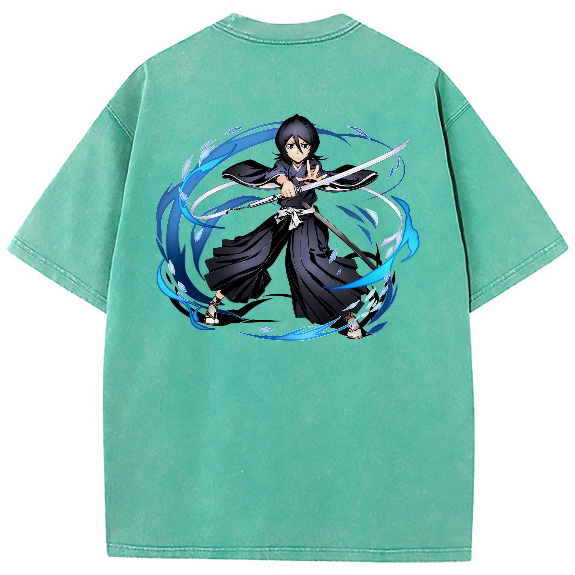 （画像用） ブリーチ 朽木ルキア BLEACH Kuchiki Rukia 綿100% ヴィンテージ風 半袖Tシャツ（背面プリント）